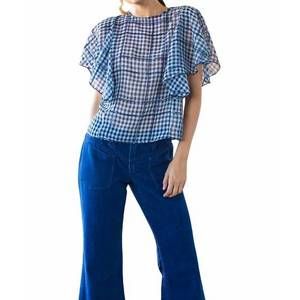 NEW EVA FRANCO juniper cape sleeve top in indigo